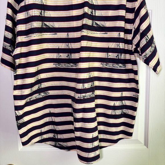 Gant Shirt Mens Large Blue Striped Button Down Sailor Imperial Poplin Salty Dog - Picture 7 of 13
